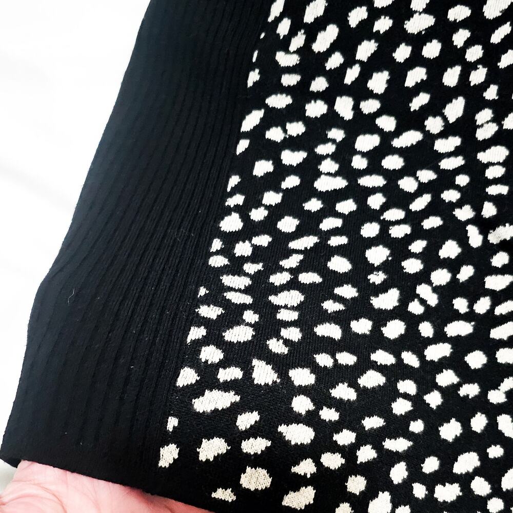 Tory Burch Black Dotted Pony ribbed knit Gemma Merino Wool sweater dress size XS - Picture 6 of 13